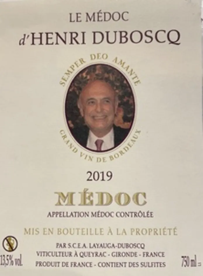 Medoc Le Medoc D'henri Dubosq Semper Deo Amante Grand Vin De Bordeaux 2019 est une marque déposée par GFA VIGNOBLES DUBOSCQ ET FILS