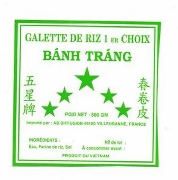 Galette De Riz 1Er Choix Banh Trang est une marque déposée par AD DIFFUSION (AD DIFFUSION)