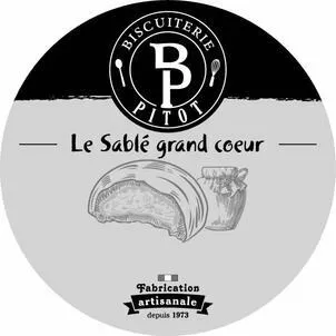 Bp Biscuiterie Pitot Le Sablé Grand Coeur est une marque déposée par BISCUITERIE PITOT (GATEAU DAUPHINOIS)