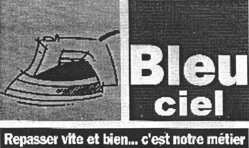 Bleu Ciel Repasser Vite Et Bien... C'est Notre Métier est une marque déposée par ENTREPRISE D'INSERTION ADEQUATION (BLEU CIEL)
