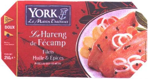 York Le Marin Traiteur Le Hareng De Fecamp est une marque déposée par SOC DES PECHERIES DE FECAMP SERVIFRAIS (YORK)