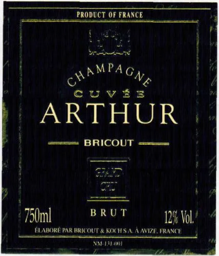 Cuvee Arthur Bricout est une marque déposée par CHAMPAGNE CHARLES LAFITTE SUCC G.GOULET