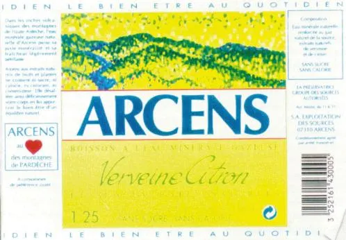 Arcens Verveine Citron Le Bien Etre Au Quotidien est une marque déposée par SOC D EXPLOITATION DES SOURCES ARCENS