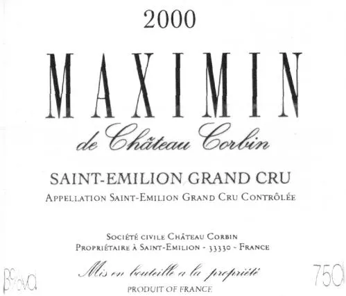 Maximin De Chateau Corbin est une marque déposée par CHATEAU CORBIN