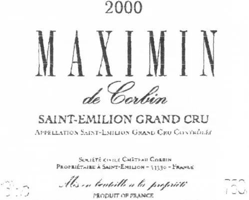 Maximin De Corbin est une marque déposée par CHATEAU CORBIN