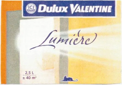 Ici Dulux Valentine Lumiere est une marque déposée par AKZO NOBEL DECORATIVE PAINTS FRANCE (GLIDDEN CORONA BATIMENT  POLYFILLA   XYL)