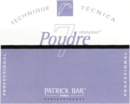 Technique Tecnica Poudre 7 Neolution Patrick Bar Professional est une marque déposée par J.BAR (PATRICK BAR PROFESSIONNEL)