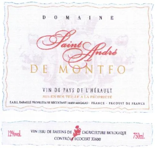 Domaine Saint Andre De Montfo est une marque déposée par SCEA DES DOMAINES DE SAINT ANDRE DE MONTFO