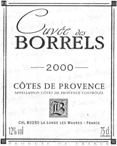 Cuvee Des Borrels est une marque déposée par CAVE DES VIGNERONS LONDAIS C.V.L. (CVL)