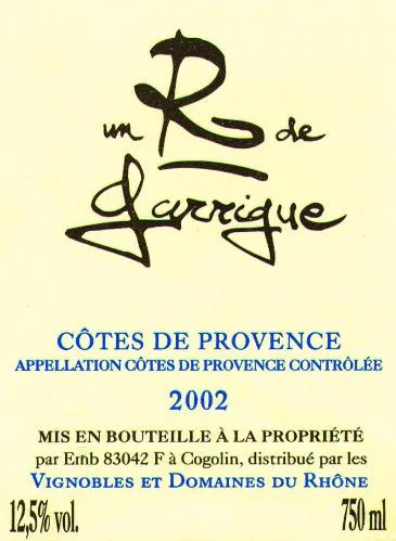 Un R De Garrigue est une marque déposée par VIGNOBLES ET DOMAINES DU RHONE