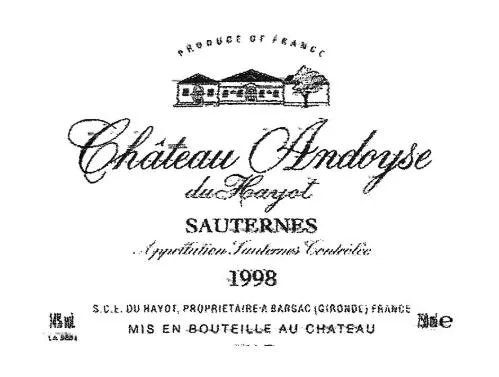 Chateau Andoyse Du Hayot est une marque déposée par SOC DES VIGNOBLES DU HAYOT