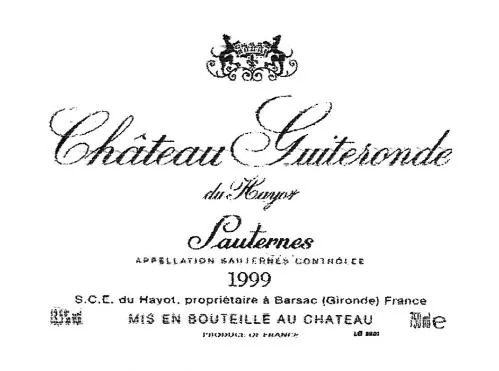 Chateau Guiteronde Du Hayot est une marque déposée par SOC DES VIGNOBLES DU HAYOT