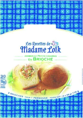 Les Recettes De Madame Loïk Jambon Et Petits Legumes En Brioche est une marque déposée par LAITERIE NOUVELLE DE L'ARGUENON