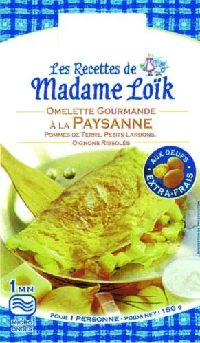 Les Recettes De Madame Loïk Omelette Gourmande A La Paysanne est une marque déposée par LAITERIE NOUVELLE DE L'ARGUENON