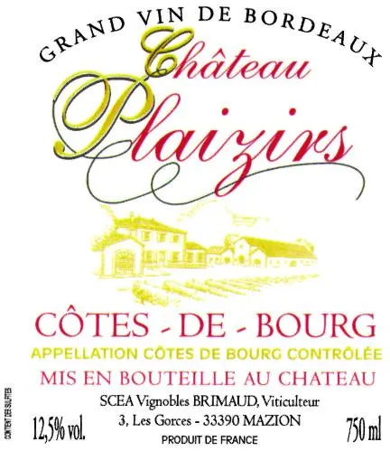 Chateau Plaizirs est une marque déposée par SCEA VIGNOBLES BRIMAUD