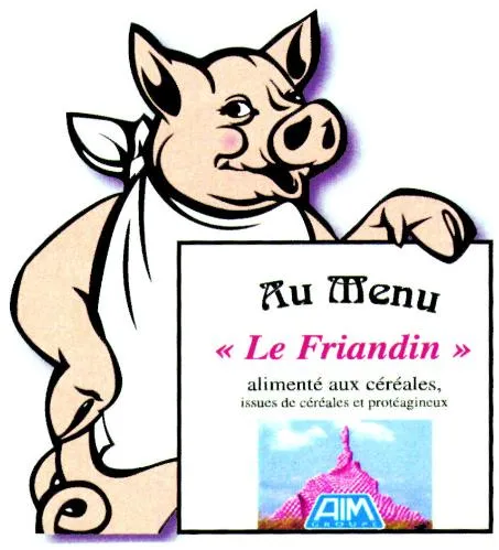 Au Menu “ Le Friandin ” Alimente Aux Cereales Issues De Cereales Et Proteagineux Aim Groupe est une marque déposée par AIM GROUPE (AIM GROUPE)