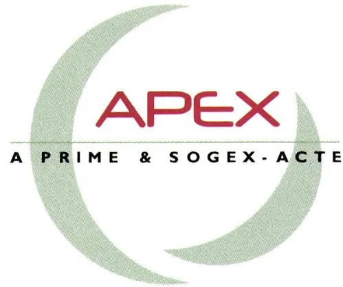 Apex A Prime & Sogex-Acte est une marque déposée par APEX (A PRIME ET SOGEX ACTE)