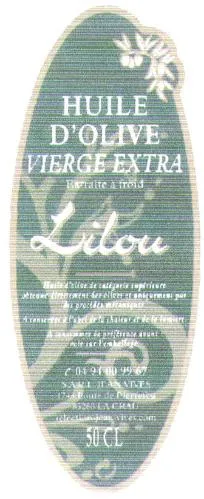Huile D'olive Vierge Extra Lilou est une marque déposée par SELECTION JEAN VIVES