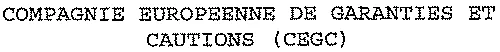 Compagnie Europeenne De Garanties Et Cautions (Cegc) est une marque déposée par COMPAGNIE EUROPEENNE DE GARANTIES ET CAUTIONS (CEGI)