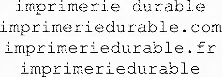 Imprimerie Durable Imprimeriedurable.com Imprimeriedurable.fr Imprimeriedurable est une marque déposée par I.R.C. (IMPRIMERIE DE BOURG)