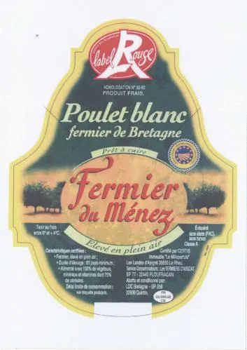 Poulet Blanc Fermier De Bretagne Fermier Du Menez est une marque déposée par GROUPEMENT DES FERMIERS D' ARGOAT