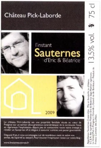 Château Pick-Laborde L'instant Sauternes D'eric & Béatrice est une marque déposée par SCEA DES VIGNOBLES POTHIER