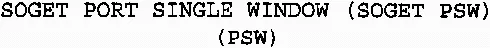 Soget Port Single Window (Soget Psw) (Psw) est une marque déposée par SOCIETE DE GESTION DE TERMINAUX INFORMATIQUES (SOGET)