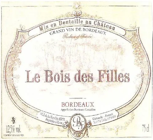 Le Bois Des Filles est une marque déposée par SCEA DES VIGNOBLES SOUM