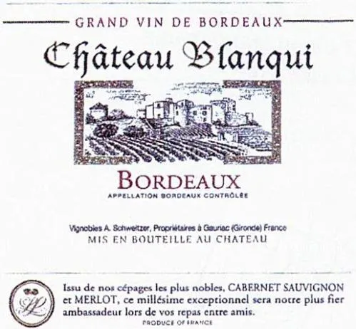 Château Blanqui est une marque déposée par SCEA VIGNOBLES A.SCHWEITZER