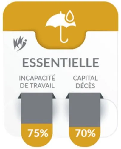 Essentielle Incapacite De Travail 75% Capital Deces 70% est une marque déposée par MUTUELLE DU MINISTERE DE LA JUSTICE (MMJ)