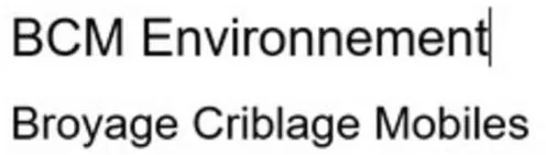 Bcm Environnement Broyage Criblage Mobiles est une marque déposée par API ENVIRONNEMENT
