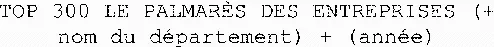 Top 300 Le Palmarès Des Entreprises (+ Nom Du Département) + (Année) est une marque déposée par GROUPE ECOMEDIA