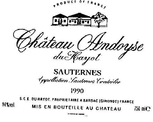 Chateau Andoyse Du Hayot est une marque déposée par SOC DES VIGNOBLES DU HAYOT