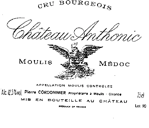 Cru Bourgeois Chateau Anthonic est une marque déposée par SCEA PIERRE CORDONNIER CHATEAU ANTHONIC