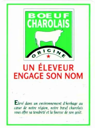 Un Eleveur Engage Son Nom Eleve Dans Un Environnement D'herbage Au Coeur De Notre Region, Notre Boeuf Charolais Vous Offre Sa Tendrete Et La Finesse est une marque déposée par SOCIETE D'EXPLOITATION PROVENCIA