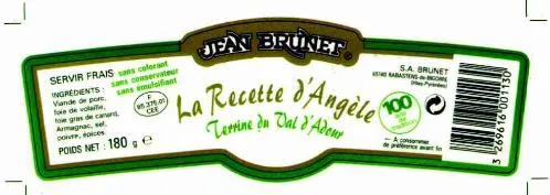 Jean Brunet La Recette D'angele Terrine Du Val D'adour est une marque déposée par CONSERVERIE DU SUD