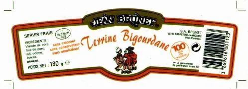 Jean Brunet Terrine Bigourdane est une marque déposée par CONSERVERIE DU SUD