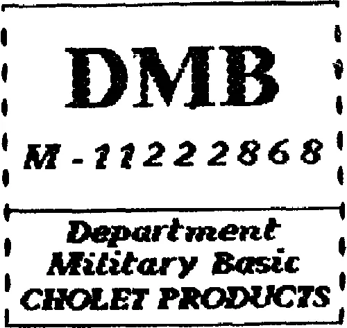 Dmb M - 11222868 Departement Military Basic Cholet Products est une marque déposée par ETABLISSEMENTS E CHOLET