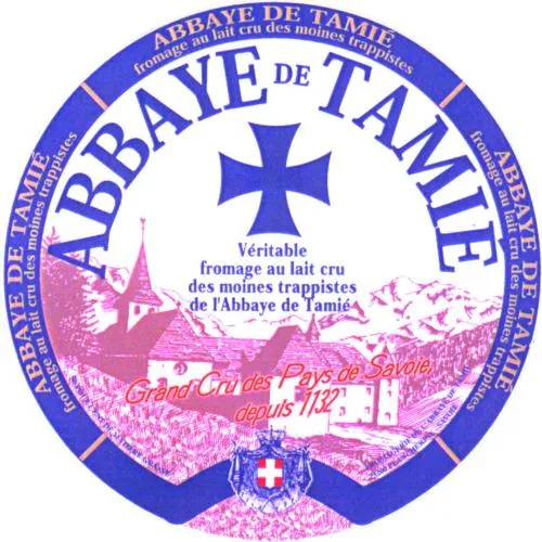 Abbaye De Tamie Veritable Fromage Au Lait Cru Des Moines Trappistes De L'abbaye De Tamie est une marque déposée par FROMAGERIE DE TAMIE