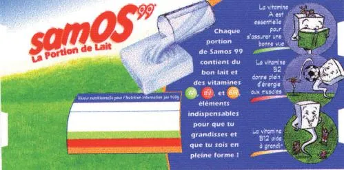 Samos 99 La Portion De Lait est une marque déposée par SOCIETE PAR ACTIONS SIMPLIFIEE DES FERMIERS REUNIS (S.A.S.F.R.)
