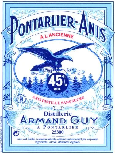 Pontarlier-Anis A L'ancienne Depuis 1890 est une marque déposée par DISTILLERIE PIERRE GUY