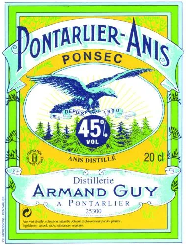 Pontarlier-Anis Ponsec Depuis 1890 est une marque déposée par DISTILLERIE PIERRE GUY