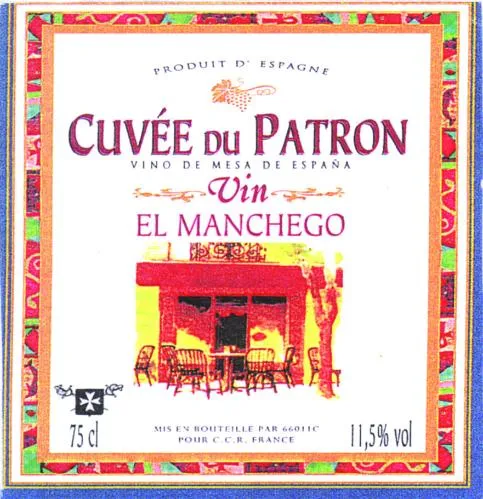 Cuvee Du Patron Vin El Manchego est une marque déposée par COMMERC ET DIFFUS VINS & VINS DOUX NATUR