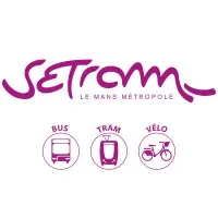 Voici le logo de la marque SOCIETE D'ECONOMIE MIXTE DES TRANSPORTS EN COMMUN DE L'AGGLOMERATION MANCELLE (SETRAM) qui représente son identité graphique.