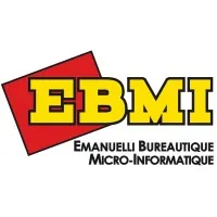 Voici le logo de la marque EMANUELLI BUREAUTIQUE MICRO-INFORMATIQUE (EBM) qui représente son identité graphique.