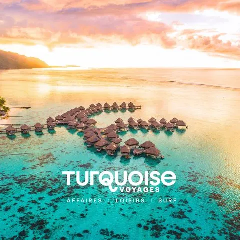 Voici le logo de la marque TURQUOISE VOYAGES qui représente son identité graphique.