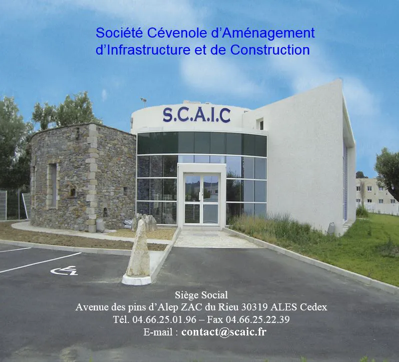 Voici le logo de la marque CEVENOLE AMENAGEMENT INFRAS CONSTRUCTION (SCAIC) qui représente son identité graphique.