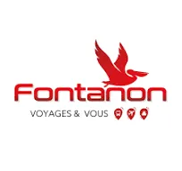 Voici le logo de la marque VOYAGES FONTANON qui représente son identité graphique.