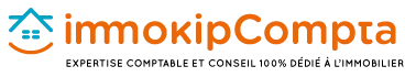 Voici le logo de la marque IMMOKIP COMPTA-OPTION REEL qui représente son identité graphique.
