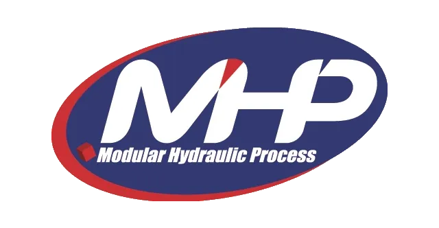 Voici le logo de la marque MODULAR HYDRAULIC PROCESS (M.H.P.) qui représente son identité graphique.